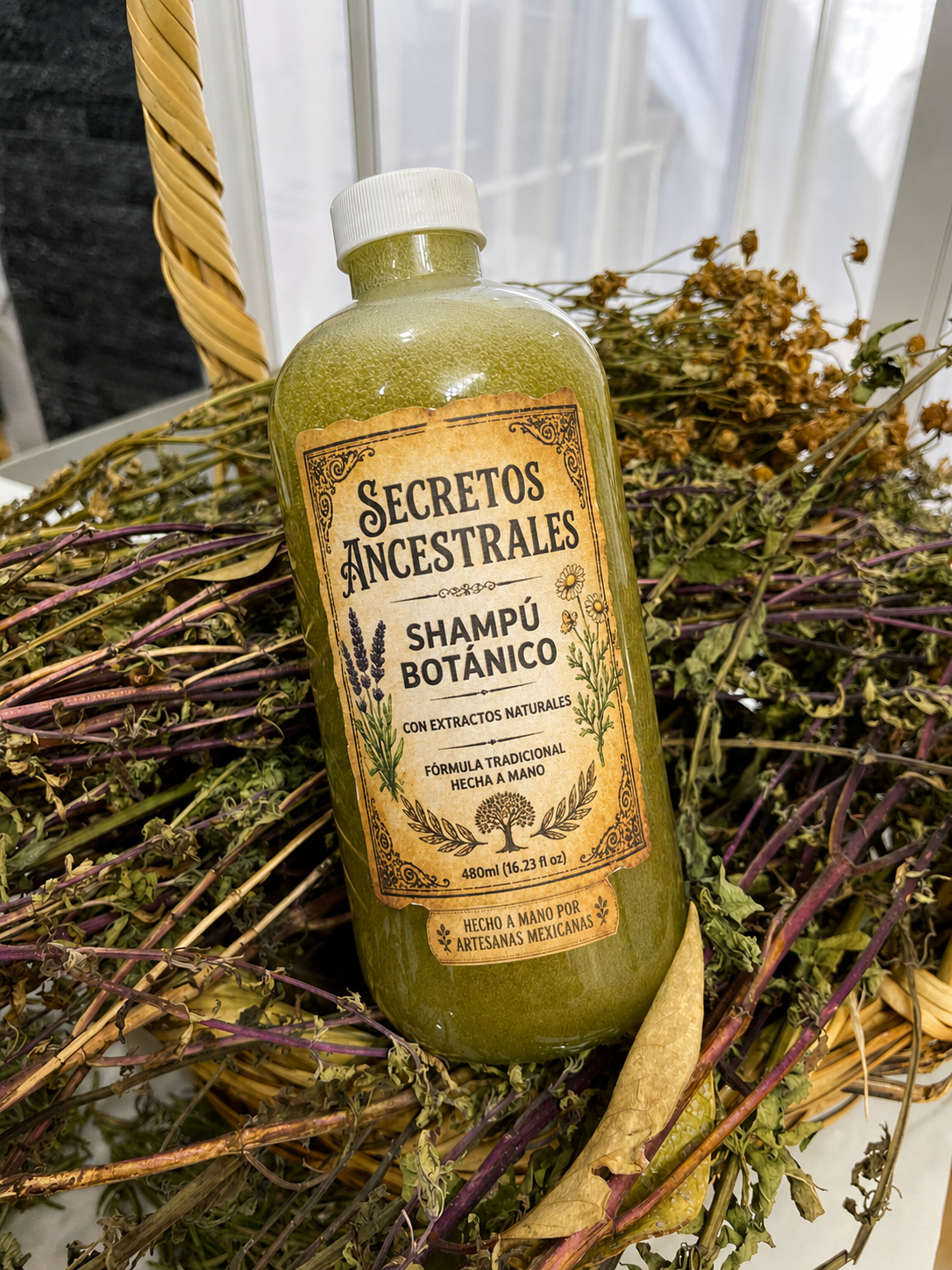 Botella de Secretos Ancestrales Shampoo Botánico